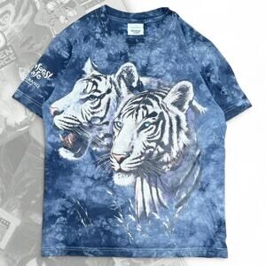 Blue vintage 90s tie dye rainforest